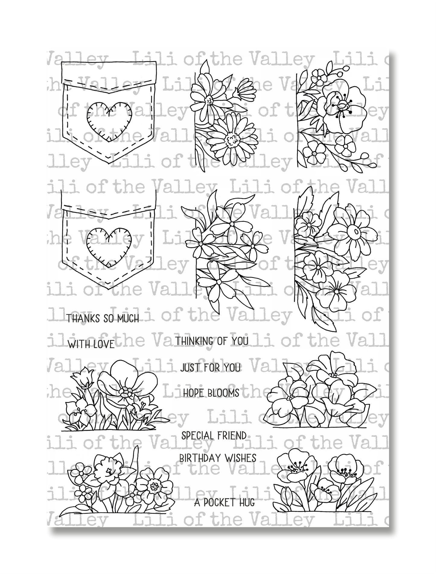 Flower Pockets - A5 Stamp Set